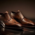 pair-brown-shoes-with-black-leather-sole-word-bottom